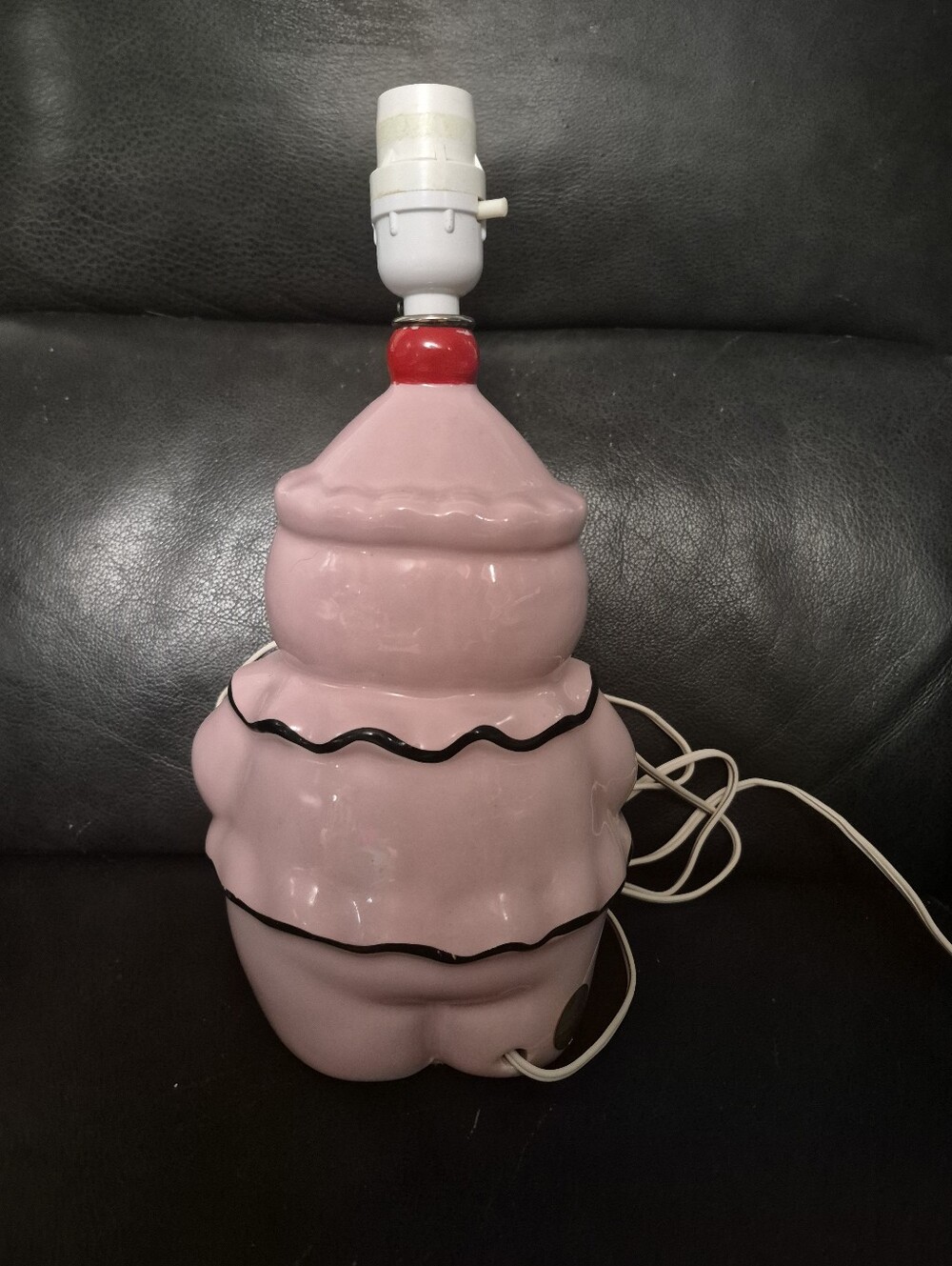 Vintage Martha Ceramic Lami Canada Pink Clown Nursery Lamp Base 1970s Kitsch - Picture 10 of 13